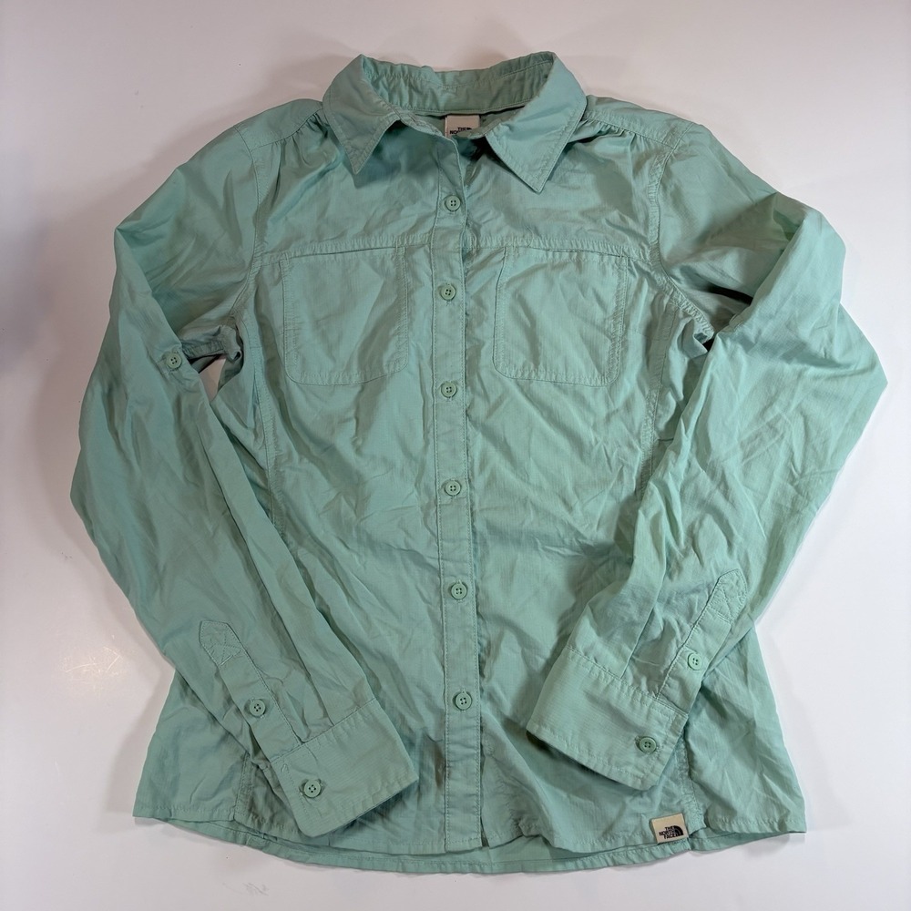 North Face Women's Utility Hiking Shirt Size Small Gorpcore Quiet Outdoors Aqua